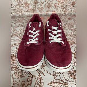 Maroon lace up vans shoes